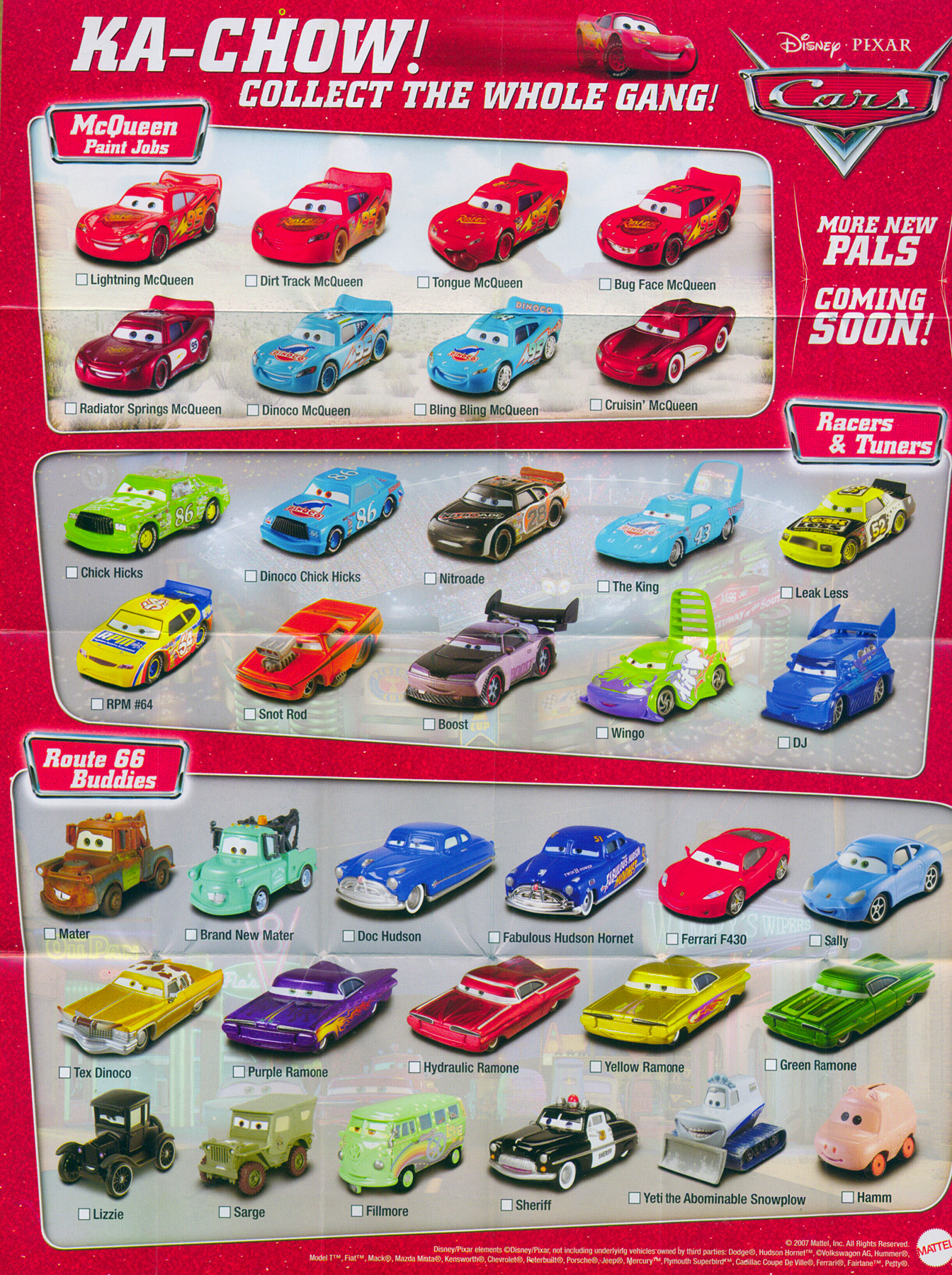 Cars Character Poster Disney Pixar Cars The Toys