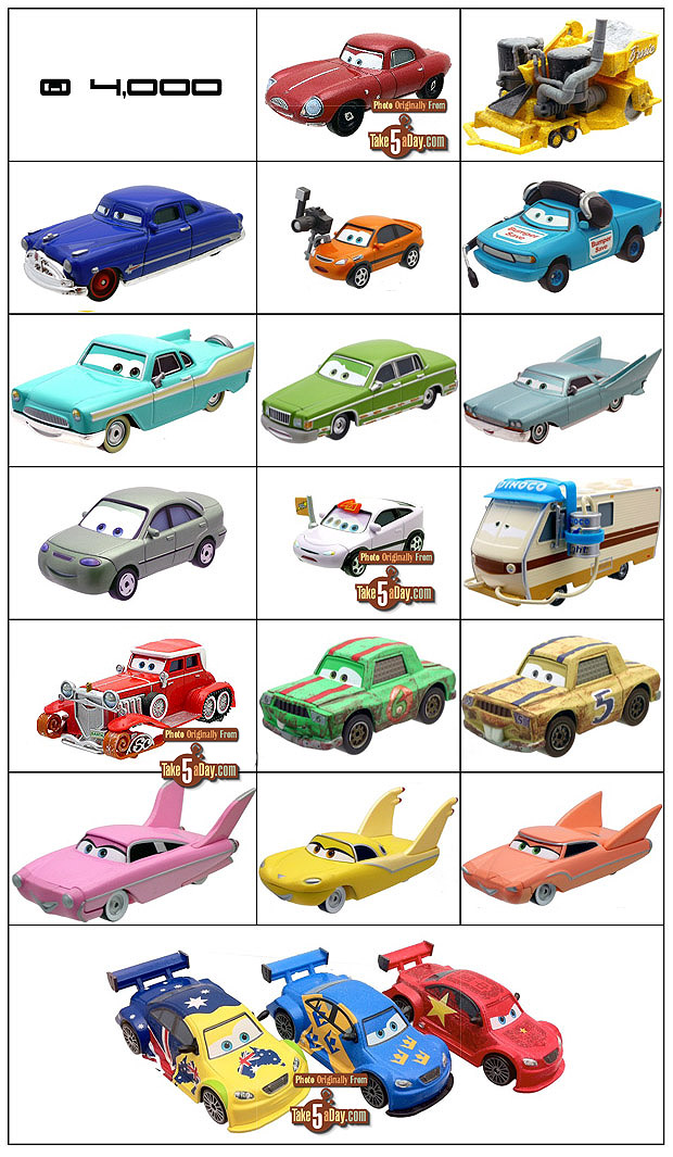 disney cars list of diecast cars