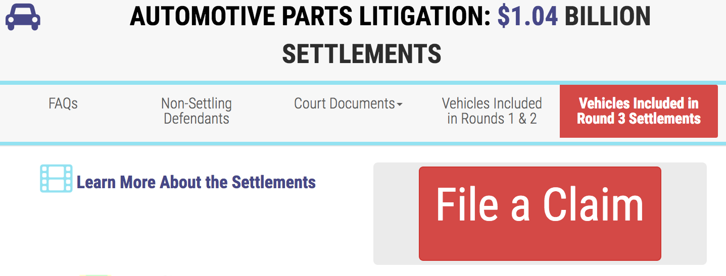 Take Five a Day » Blog Archive » Auto Parts Class Action Settlement