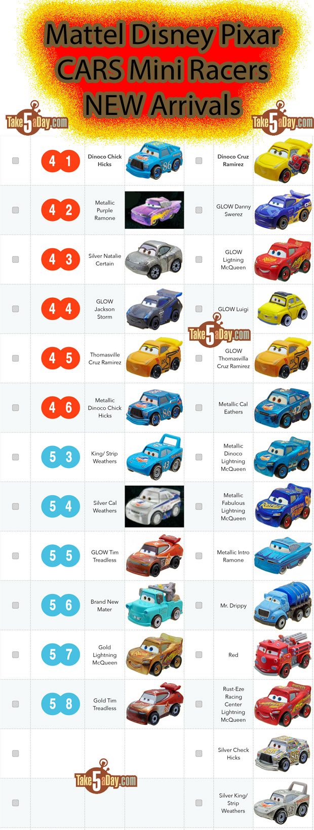 cars 3 mini racers list